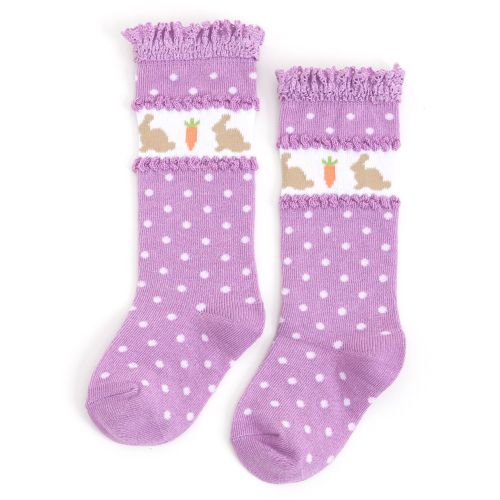 Purple Bunny Lace Top Knee High Socks