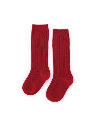 Cherry Cable Knit Knee High Socks